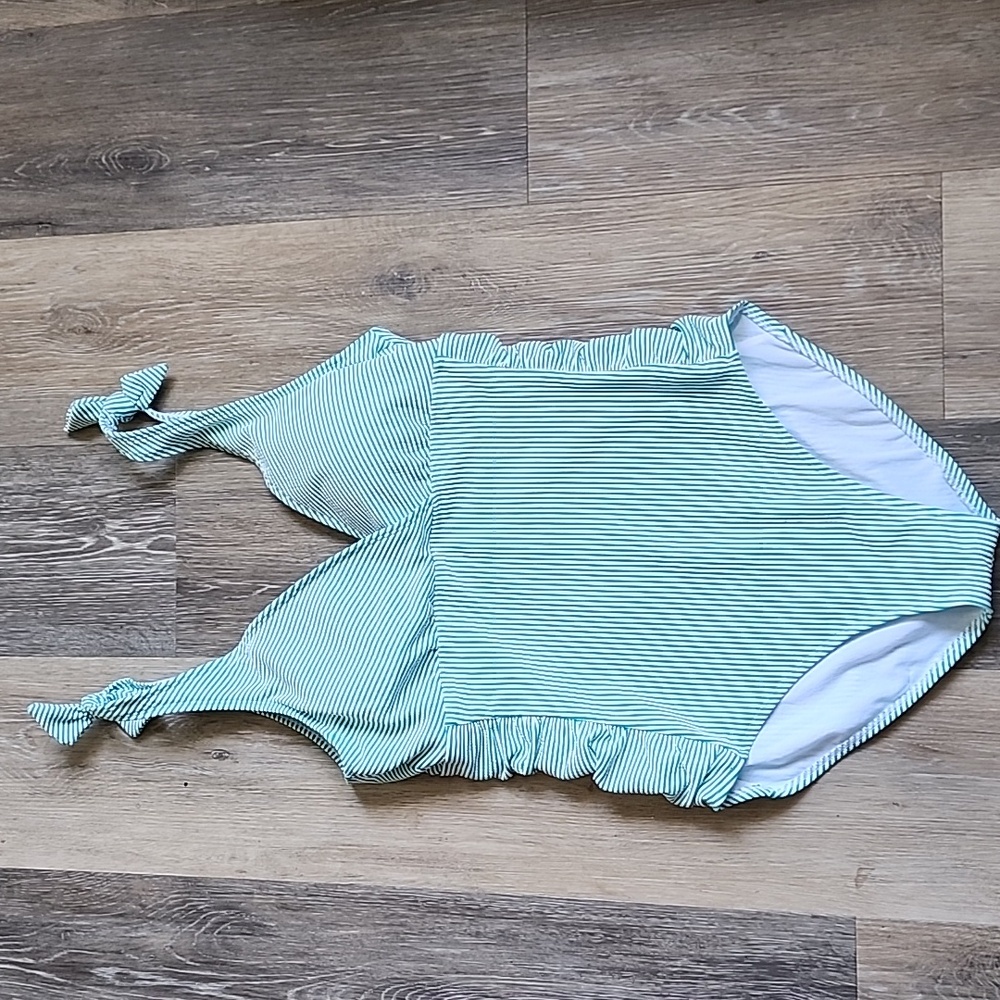 RALPH LAUREN Green Striped One-Piece Swimsuit - Picture 2 of 16